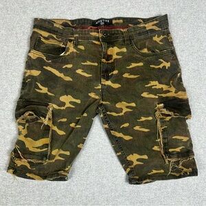 Arketype Cargo Shorts Mens‎ 34 Camo Distressed Camo Frayed Rugged Y2K Streetwear